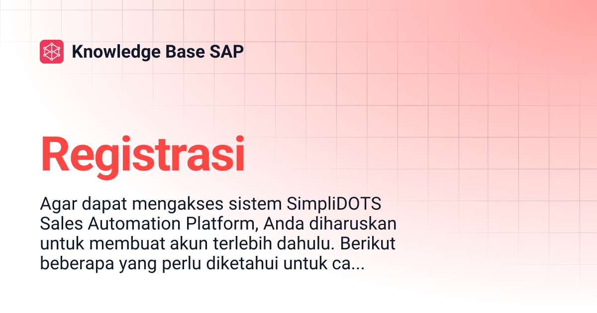 Registrasi | Knowledge Base SAP