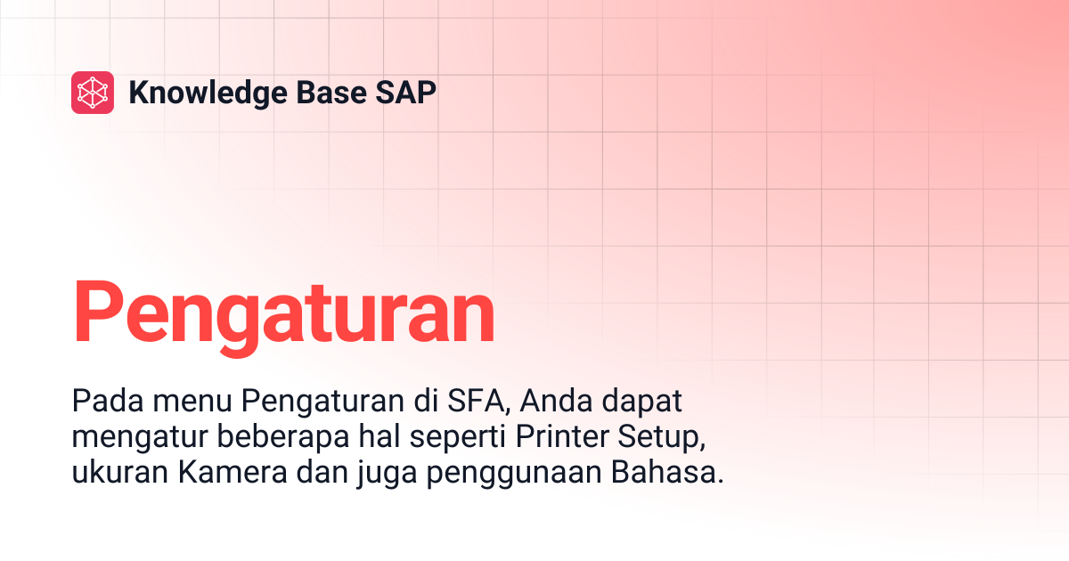 Pengaturan | Knowledge Base SAP