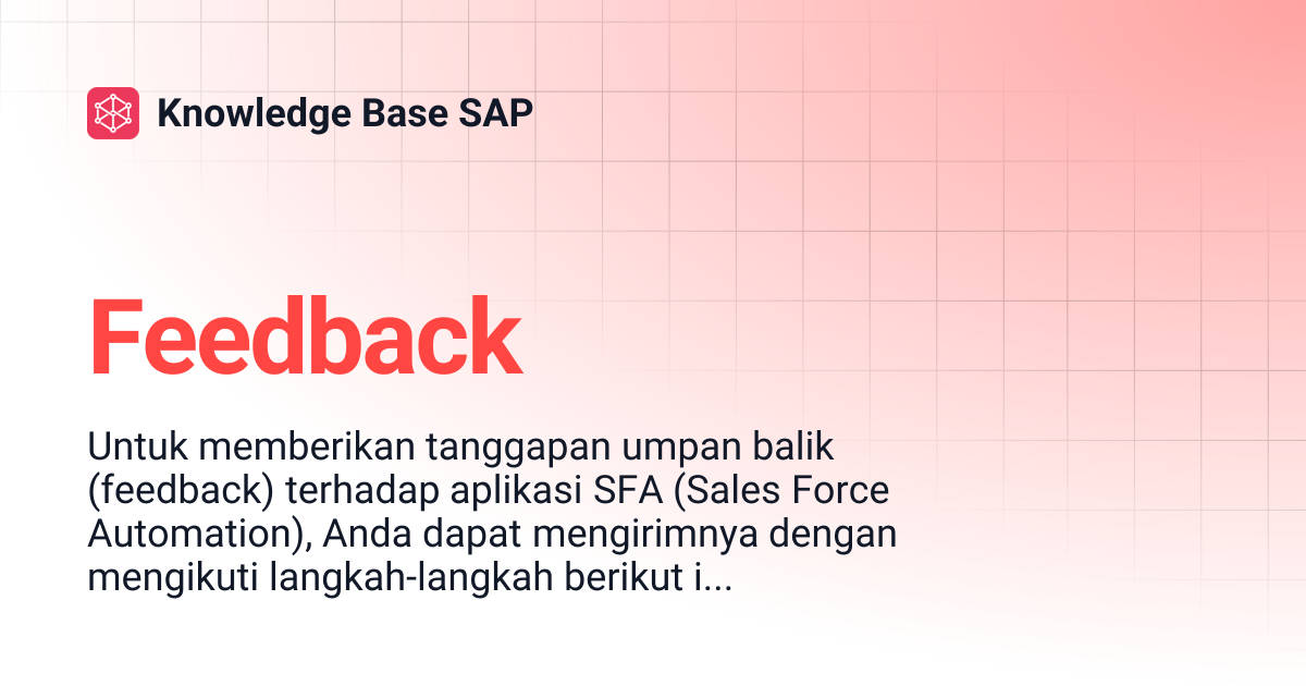 Feedback | Knowledge Base SAP