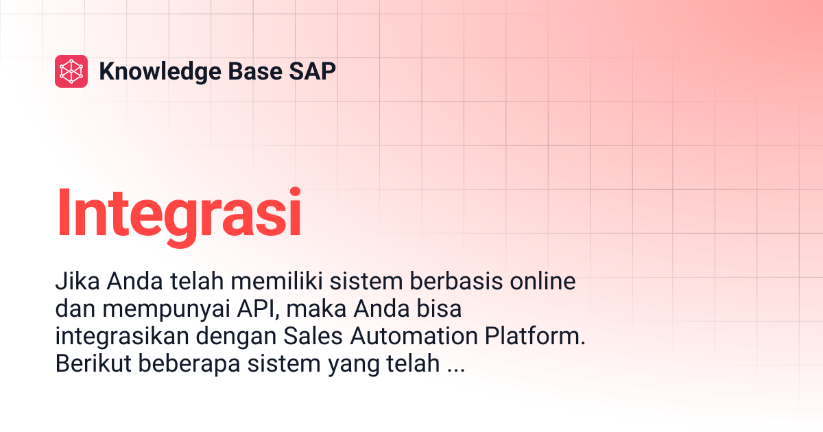 Integrasi | Knowledge Base SAP